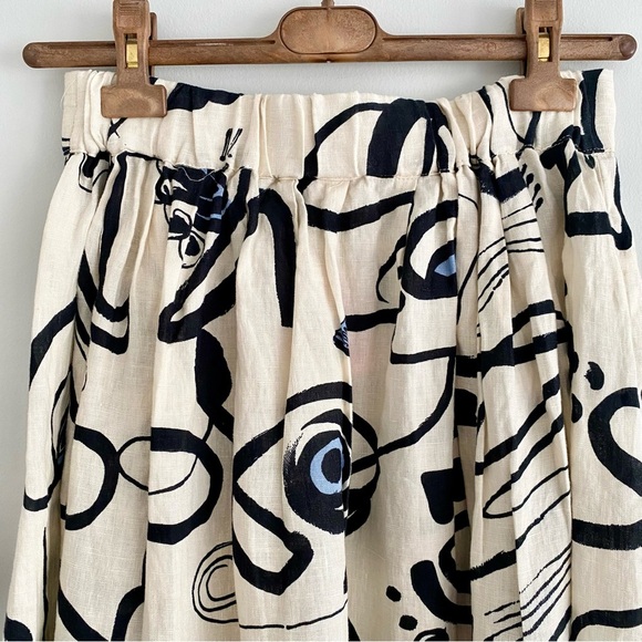 Magaschoni Cream and Black Artistic Midi Skirt - Picture 5 of 6